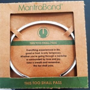MantraBand Silver Bracelet -NWT Inspirational Message "This Too Shall Pass"